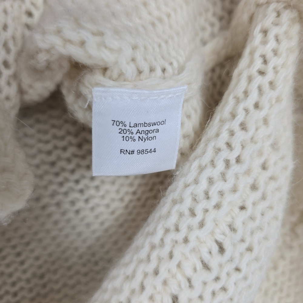 Tabitha Lambswool Angora Cream Ivory Cardigan Sweater 3/4 Sleeve Size Large - Picture 3 of 8